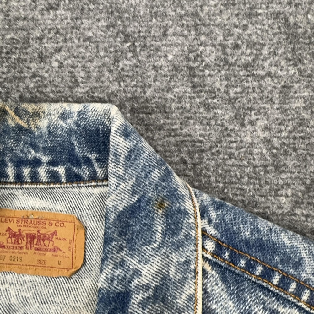 Vintage Levis Denim Bomber Jacket Mens‎ Medium Blue Acid Wash USA 70507 0219 - Picture 8 of 13